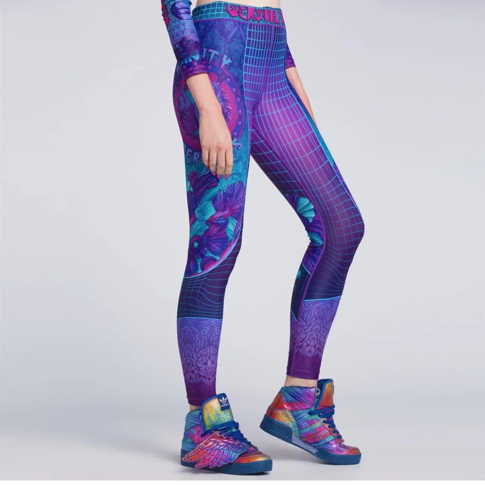 DIGITAL DRIFT LEGGINGS Nixi Killick XS pants purple festival rave yoga Pilates
